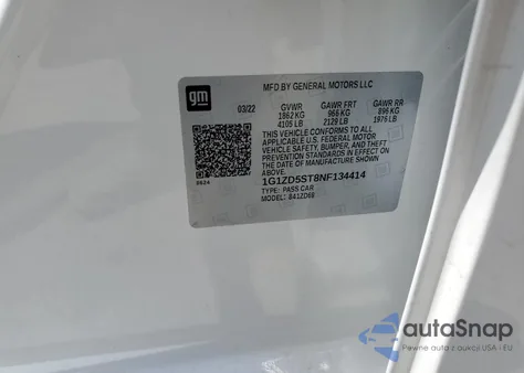 2022 Chevrolet Malibu Lt from USA, damaged, VIN 1G1ZD5ST8NF134414